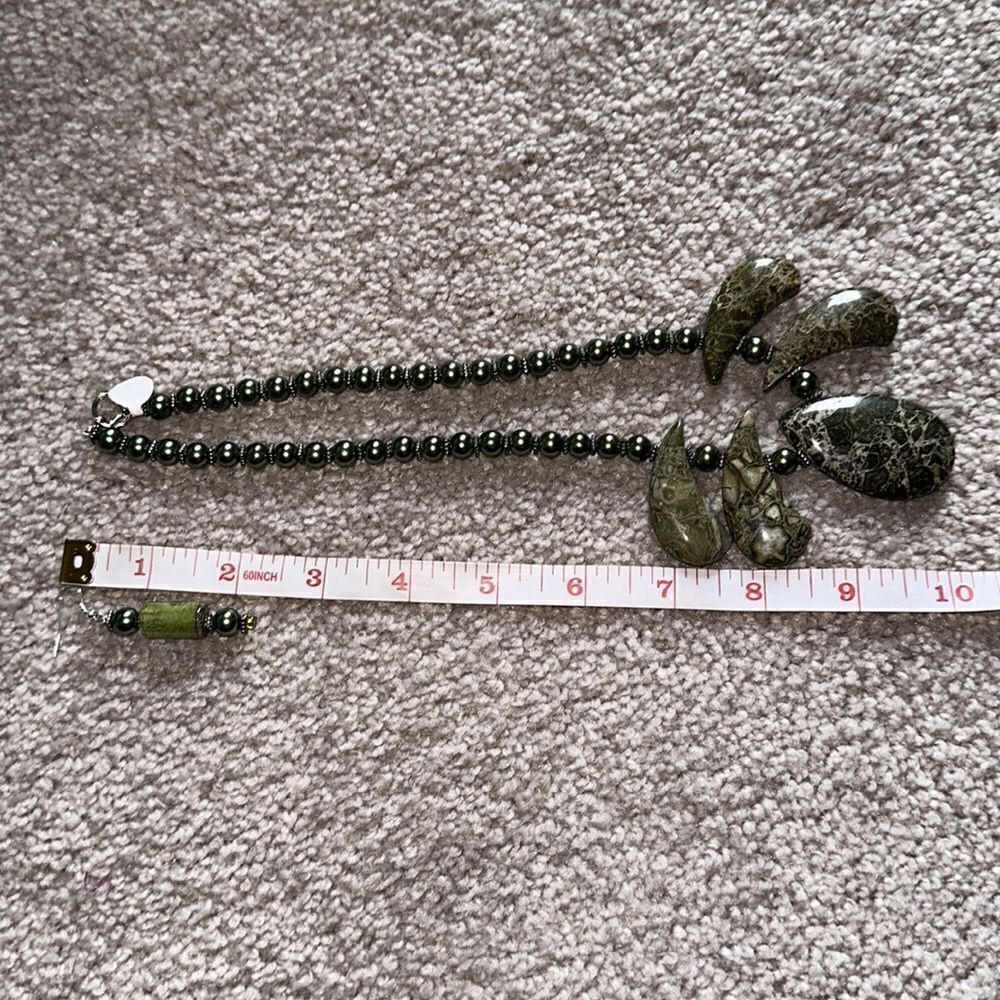 Marble Statement Necklace Andearring Set! - image 6